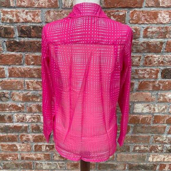 Hot pink Dots pink and silver button down top / S / Excellent condition - Picture 9 of 13